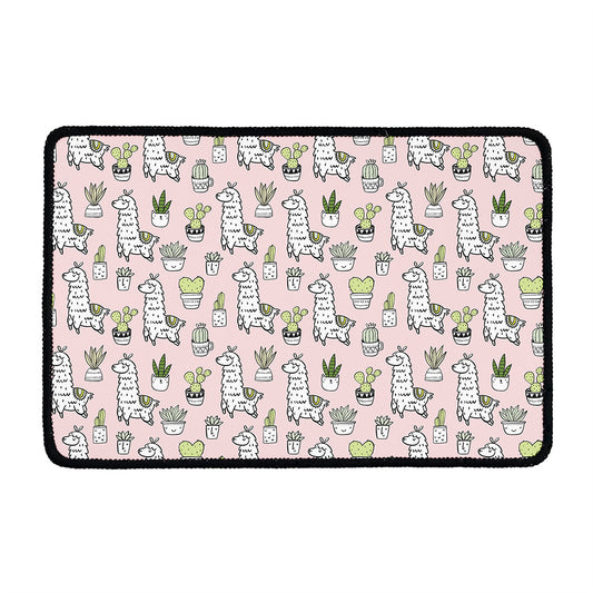Cartoon Cactus And Llama Pattern Print Kitchen Mat