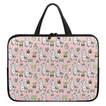 Cartoon Cactus And Llama Pattern Print Laptop Sleeve With Handle