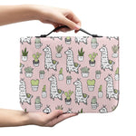 Cartoon Cactus And Llama Pattern Print Leather Bible Cover