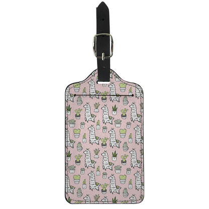 Cartoon Cactus And Llama Pattern Print Luggage Tag