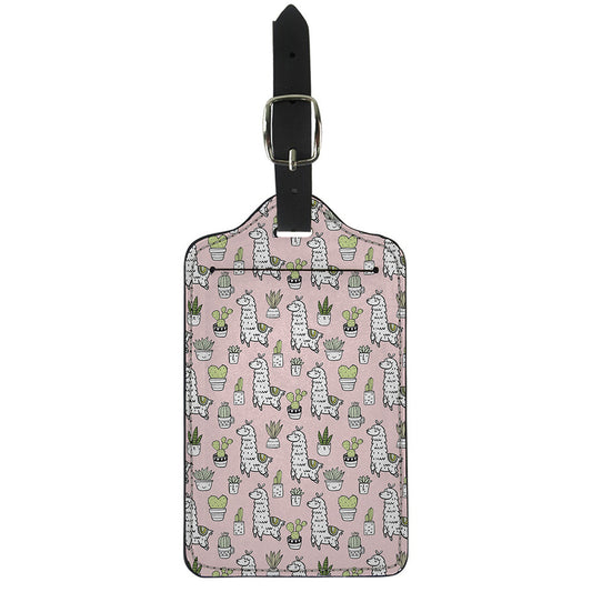 Cartoon Cactus And Llama Pattern Print Luggage Tag