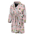 Cartoon Cactus And Llama Pattern Print Men's Bathrobe
