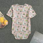 Cartoon Cactus And Llama Pattern Print Men's Bodysuit