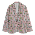 Cartoon Cactus And Llama Pattern Print Men's Cotton Blazer