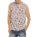 Cartoon Cactus And Llama Pattern Print Men's Fitness Tank Top