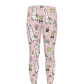 Cartoon Cactus And Llama Pattern Print Men's Leggings
