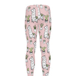 Cartoon Cactus And Llama Pattern Print Men's leggings
