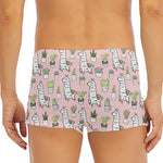 Cartoon Cactus And Llama Pattern Print Men's Short Boxer Briefs