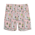 Cartoon Cactus And Llama Pattern Print Men's Athletic Shorts