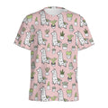 Cartoon Cactus And Llama Pattern Print Men's Athletic T-Shirt