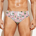 Cartoon Cactus And Llama Pattern Print Men's Swim Briefs