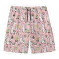 Cartoon Cactus And Llama Pattern Print Men's Swim Trunks