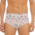 Cartoon Cactus And Llama Pattern Print Men's Triangle Swim Briefs
