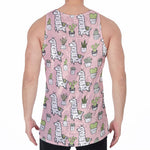 Cartoon Cactus And Llama Pattern Print Men's Velvet Tank Top