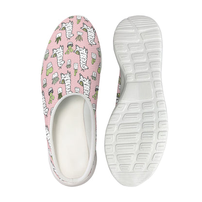 Cartoon Cactus And Llama Pattern Print Mesh Casual Shoes