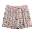 Cartoon Cactus And Llama Pattern Print Mesh Shorts