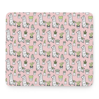 Cartoon Cactus And Llama Pattern Print Mouse Pad