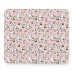 Cartoon Cactus And Llama Pattern Print Mouse Pad