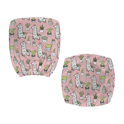 Cartoon Cactus And Llama Pattern Print Office Chair Cover