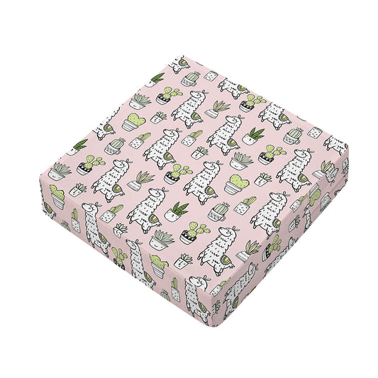 Cartoon Cactus And Llama Pattern Print Outdoor Seat Cushion Cover