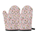 Cartoon Cactus And Llama Pattern Print Oven Mitts
