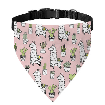 Cartoon Cactus And Llama Pattern Print Over The Collar Dog Bandana