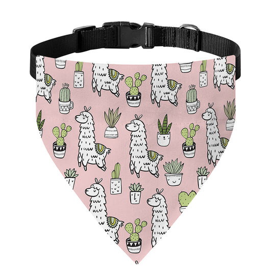 Cartoon Cactus And Llama Pattern Print Over The Collar Dog Bandana