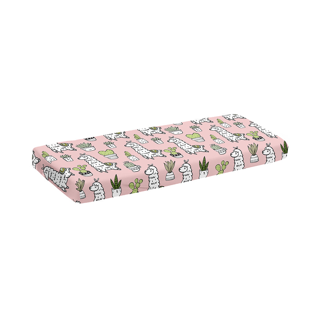 Cartoon Cactus And Llama Pattern Print Piano Keyboard Cover