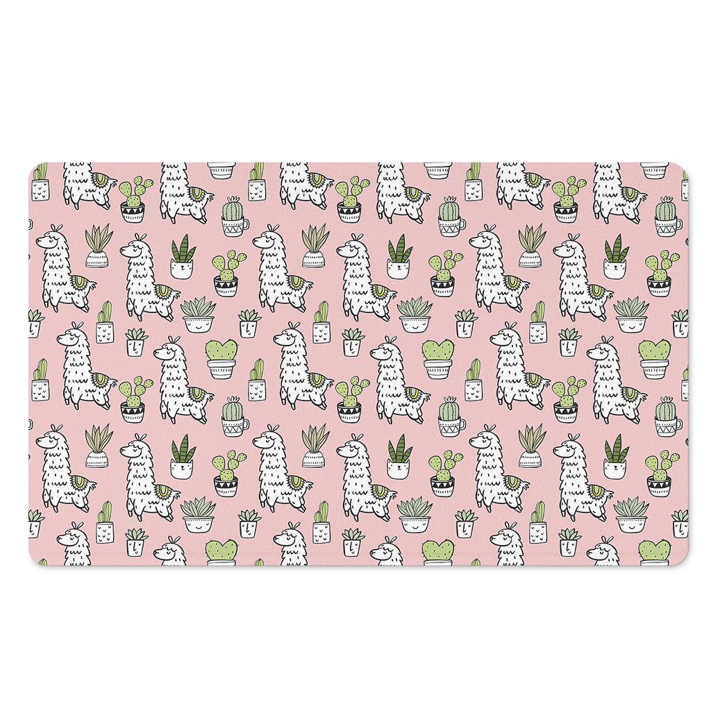 Cartoon Cactus And Llama Pattern Print Polyester Doormat