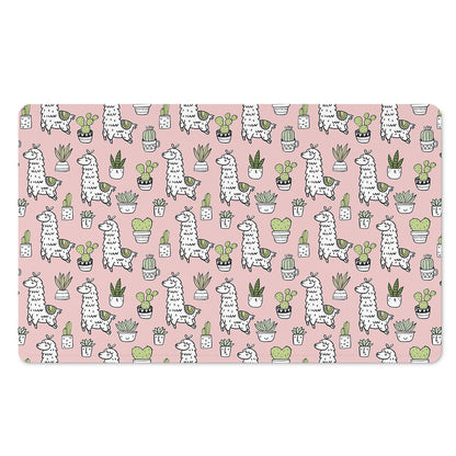 Cartoon Cactus And Llama Pattern Print Polyester Doormat