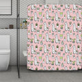 Cartoon Cactus And Llama Pattern Print Polyester Shower Curtain