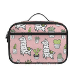 Cartoon Cactus And Llama Pattern Print Portable Lunch Bag