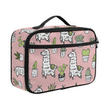 Cartoon Cactus And Llama Pattern Print Portable Lunch Bag