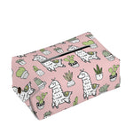 Cartoon Cactus And Llama Pattern Print Rectangle Tissue Box Cover