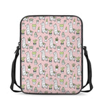 Cartoon Cactus And Llama Pattern Print Rectangular Crossbody Bag