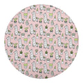 Cartoon Cactus And Llama Pattern Print Round Blanket