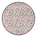 Cartoon Cactus And Llama Pattern Print Round Floor Mat