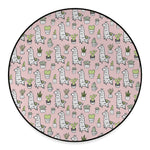 Cartoon Cactus And Llama Pattern Print Round Floor Mat