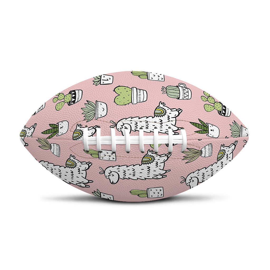 Cartoon Cactus And Llama Pattern Print Rugby Ball