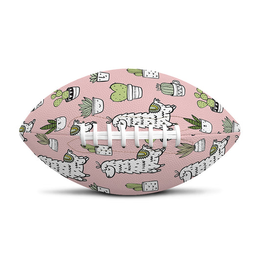 Cartoon Cactus And Llama Pattern Print Rugby Ball