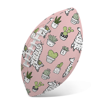 Cartoon Cactus And Llama Pattern Print Rugby Ball