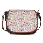 Cartoon Cactus And Llama Pattern Print Saddle Bag