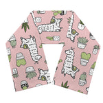 Cartoon Cactus And Llama Pattern Print Scarf