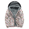 Cartoon Cactus And Llama Pattern Print Sherpa Lined Zip Up Hoodie