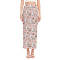 Cartoon Cactus And Llama Pattern Print Side Slit Maxi Skirt