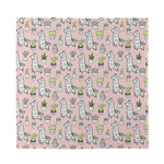 Cartoon Cactus And Llama Pattern Print Silk Bandana