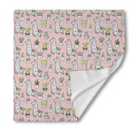 Cartoon Cactus And Llama Pattern Print Silk Bandana