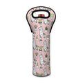 Cartoon Cactus And Llama Pattern Print Single Neoprene Wine Tote