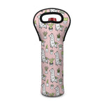 Cartoon Cactus And Llama Pattern Print Single Neoprene Wine Tote