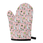 Cartoon Cactus And Llama Pattern Print Single Oven Mitt